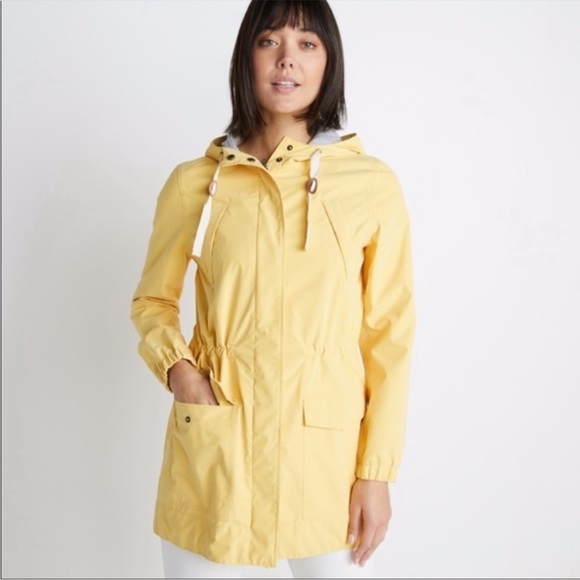 Marine Layer Millie Yellow Hooded Rain Jacket - Size Small - Picture 4 of 5